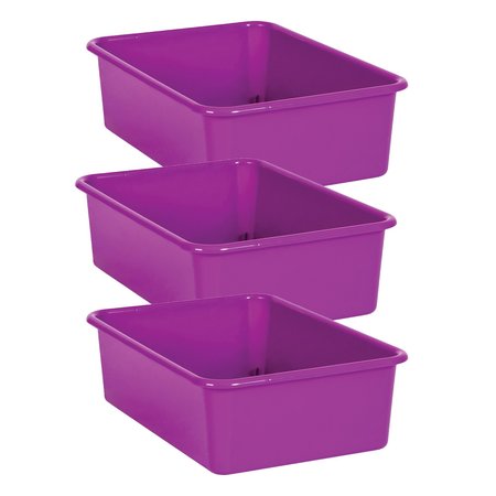 TEACHER CREATED RESOURCES Purple Large Plastic Storage Bin, 3PK 20405